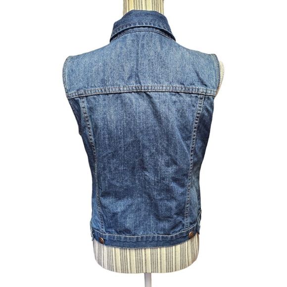 Adam Levine Denim Vest Womens SZ M Blue Solid Button up Sleeveless Y2K - Picture 2 of 5